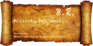 Mititzky Rémusz névjegykártya
